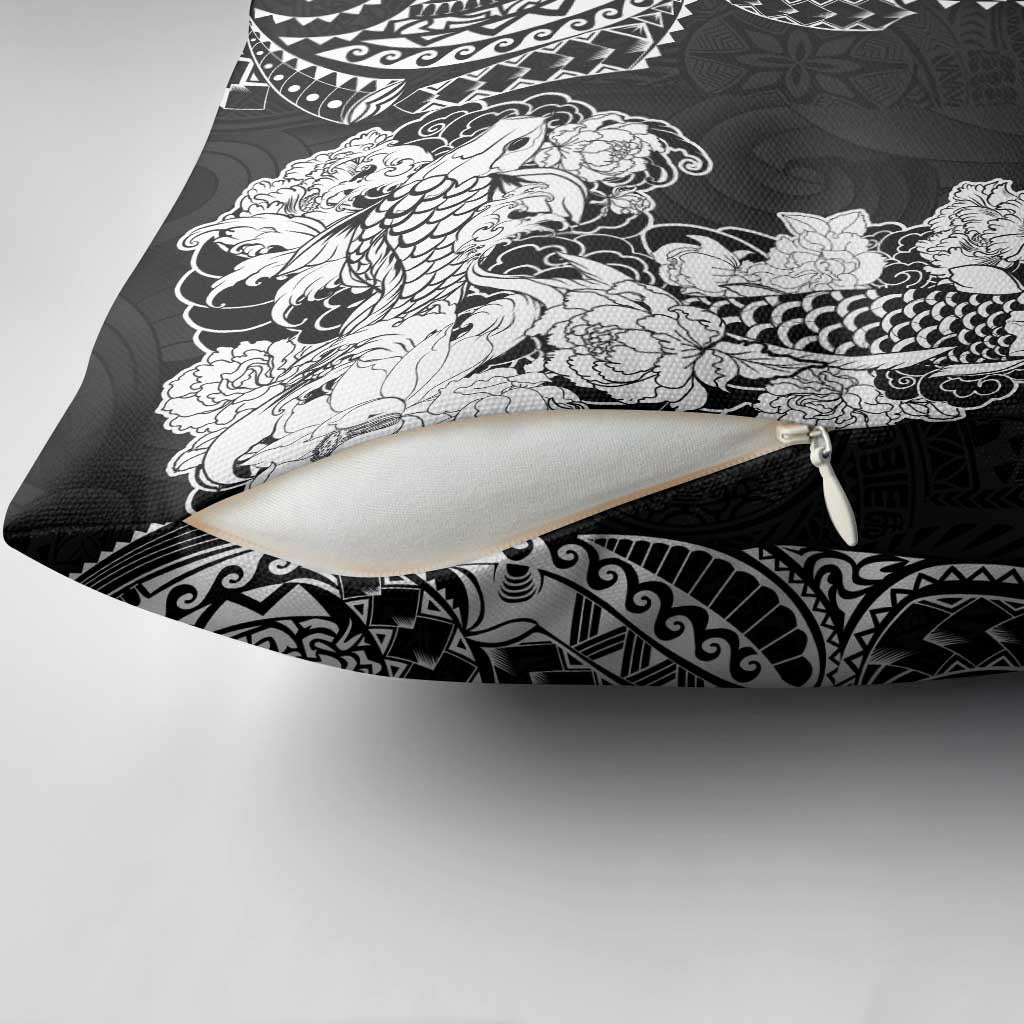 Japanese Irezumi and Hawaiian Polynesian Art Tattoo Pillow Cover Black Color - Polynesian Pride