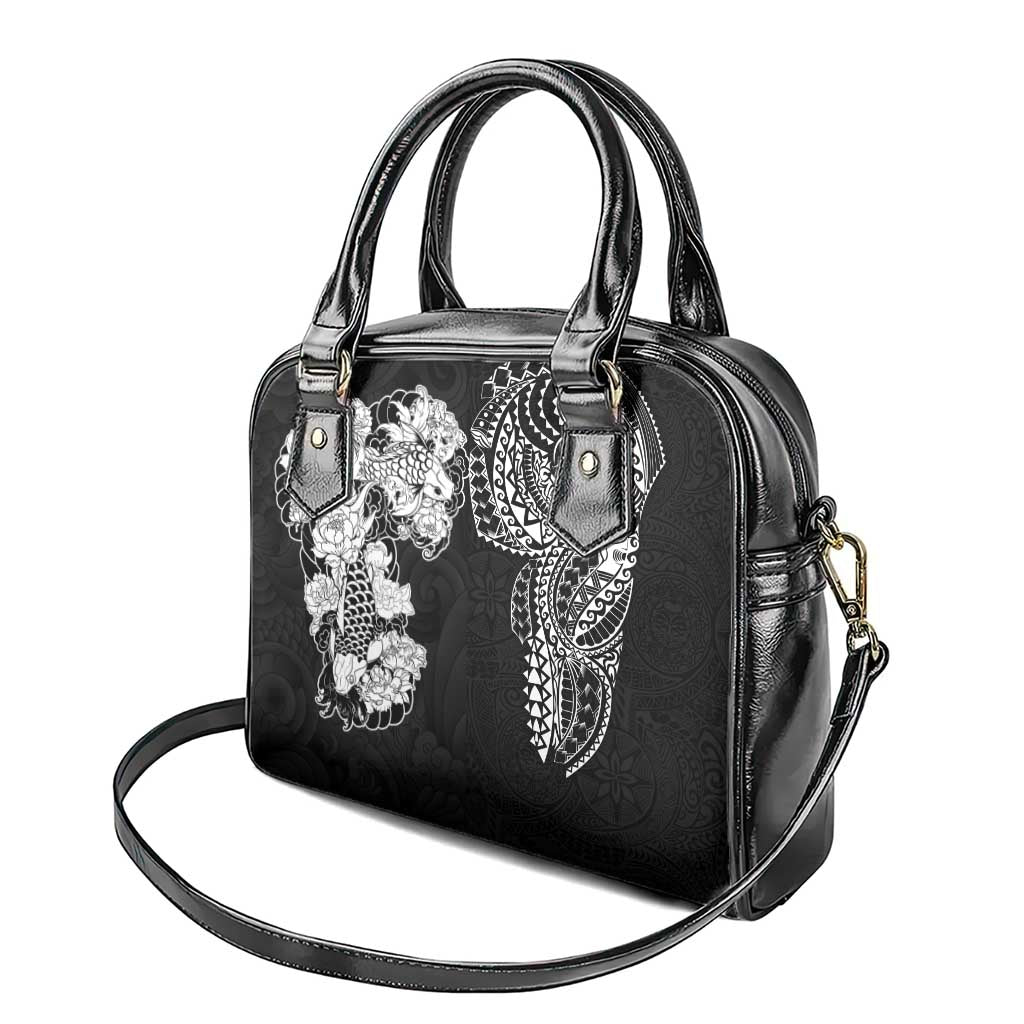 Japanese Irezumi and Hawaiian Polynesian Art Tattoo Shoulder Handbag Black Color - Polynesian Pride