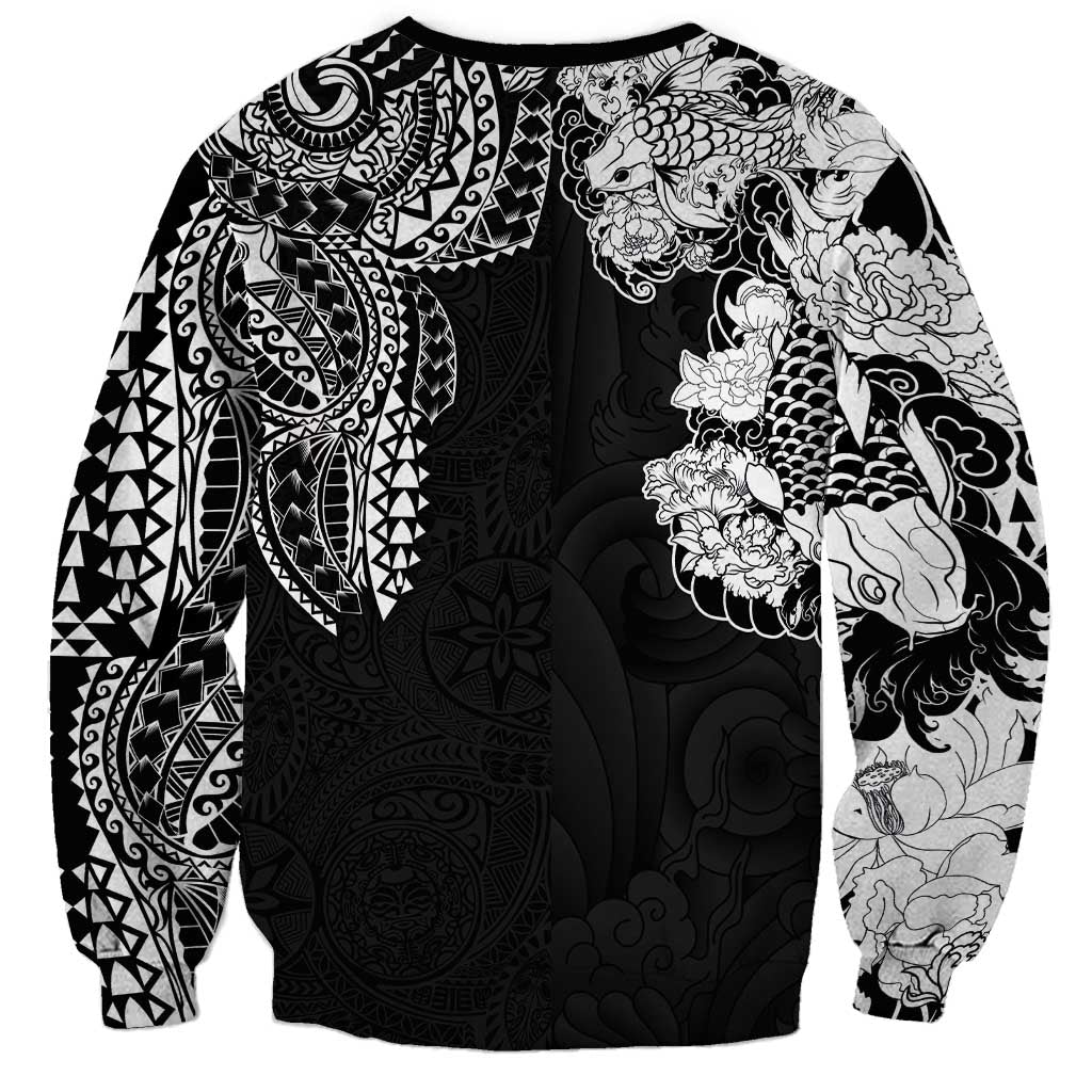 Japanese Irezumi and Hawaiian Polynesian Art Tattoo Sweatshirt Black Color - Polynesian Pride