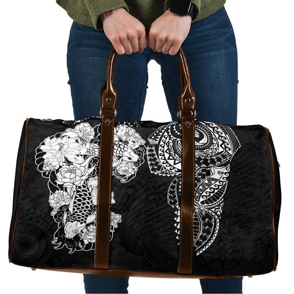 Japanese Irezumi and Hawaiian Polynesian Art Tattoo Travel Bag Black Color - Polynesian Pride