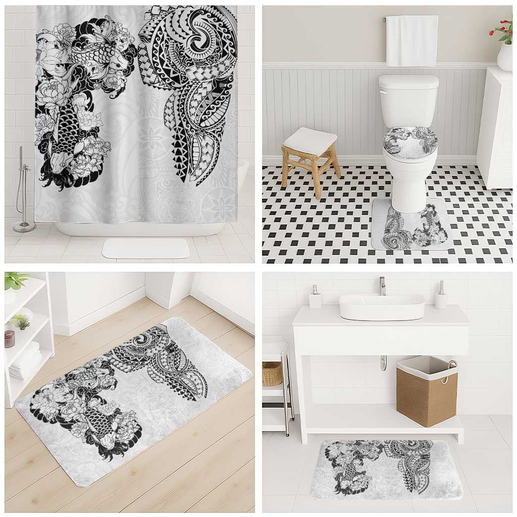 Japanese Irezumi and Hawaiian Polynesian Art Tattoo Bathroom Set White Color - Polynesian Pride