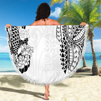 Japanese Irezumi and Hawaiian Polynesian Art Tattoo Beach Blanket White Color - Polynesian Pride