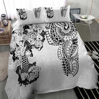 Japanese Irezumi and Hawaiian Polynesian Art Tattoo Bedding Set White Color - Polynesian Pride