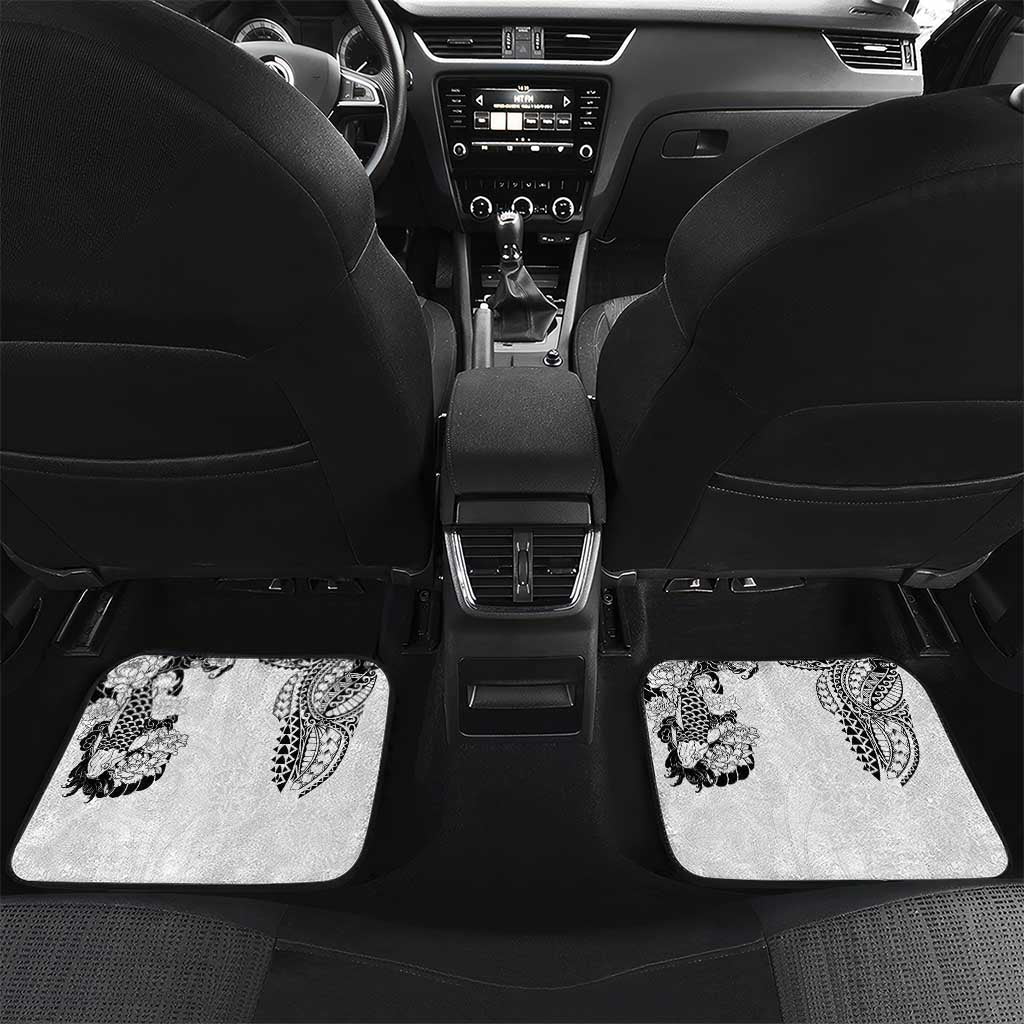 Japanese Irezumi and Hawaiian Polynesian Art Tattoo Car Mats White Color - Polynesian Pride