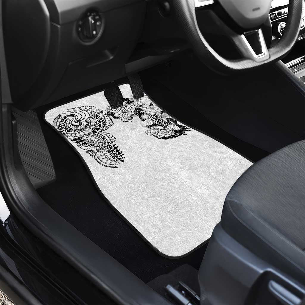 Japanese Irezumi and Hawaiian Polynesian Art Tattoo Car Mats White Color - Polynesian Pride