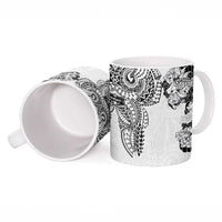 Japanese Irezumi and Hawaiian Polynesian Art Tattoo Ceramic Mug White Color - Polynesian Pride