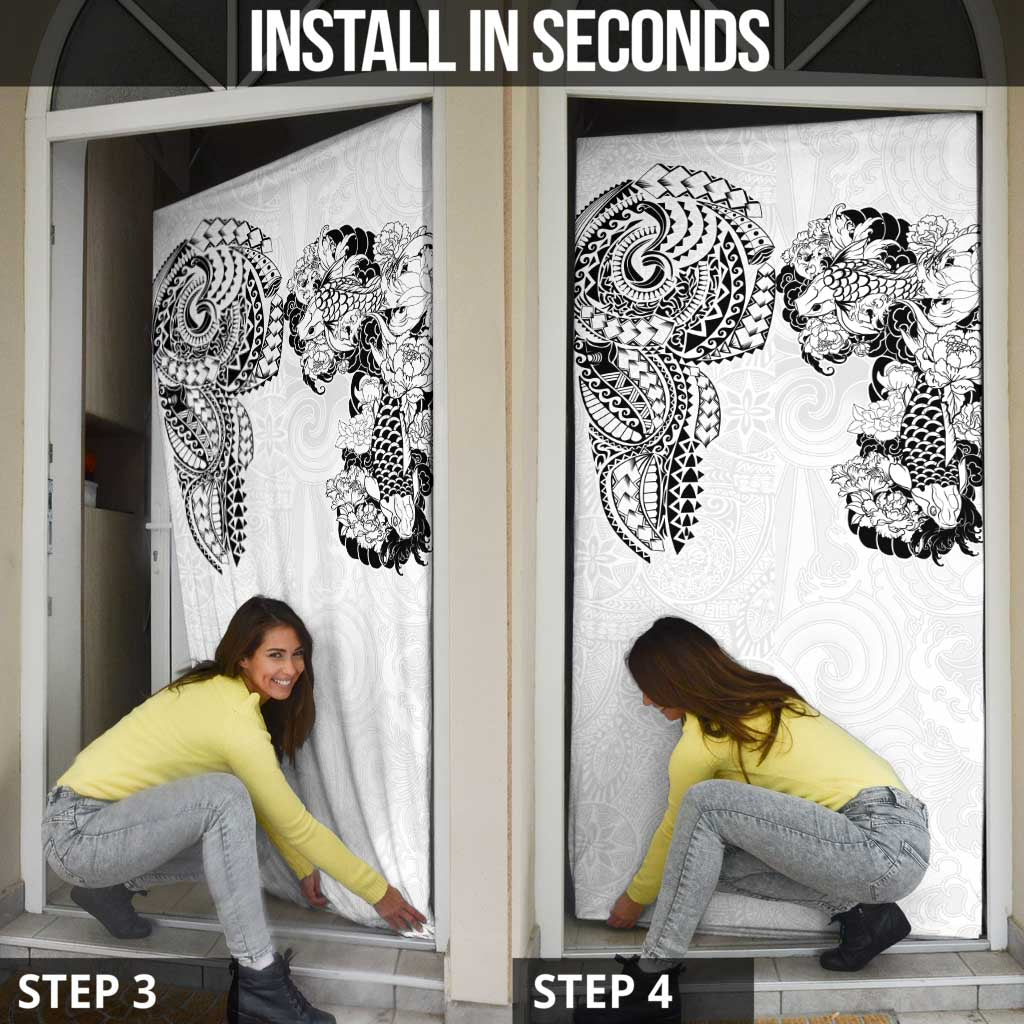 Japanese Irezumi and Hawaiian Polynesian Art Tattoo Door Cover White Color - Polynesian Pride
