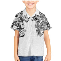 Japanese Irezumi and Hawaiian Polynesian Art Tattoo Family Matching Mermaid Dress and Hawaiian Shirt White Color LT03 Son's Shirt White - Polynesian Pride
