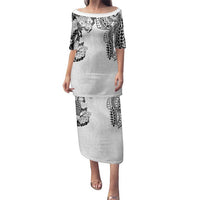 Japanese Irezumi and Hawaiian Polynesian Art Tattoo Family Matching Puletasi and Hawaiian Shirt White Color LT03 Mom's Dress White - Polynesian Pride