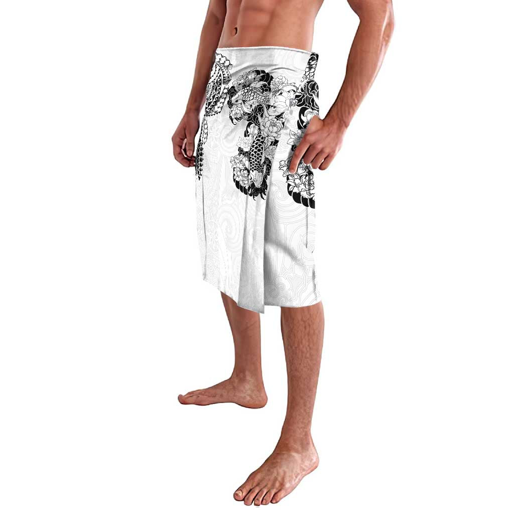 Japanese Irezumi and Hawaiian Polynesian Art Tattoo Lavalava White Color - Polynesian Pride