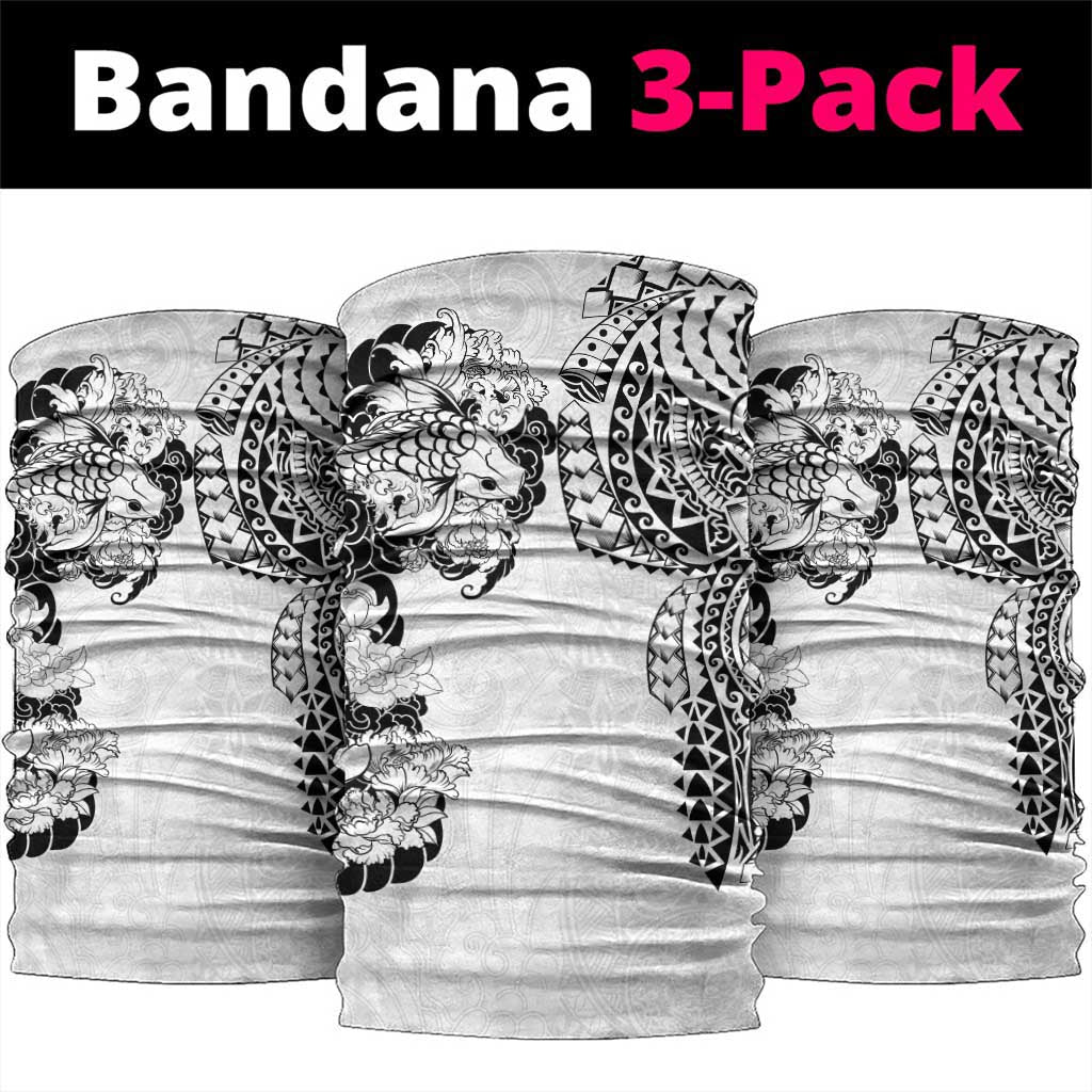 Japanese Irezumi and Hawaiian Polynesian Art Tattoo Neck Gaiter White Color - Polynesian Pride