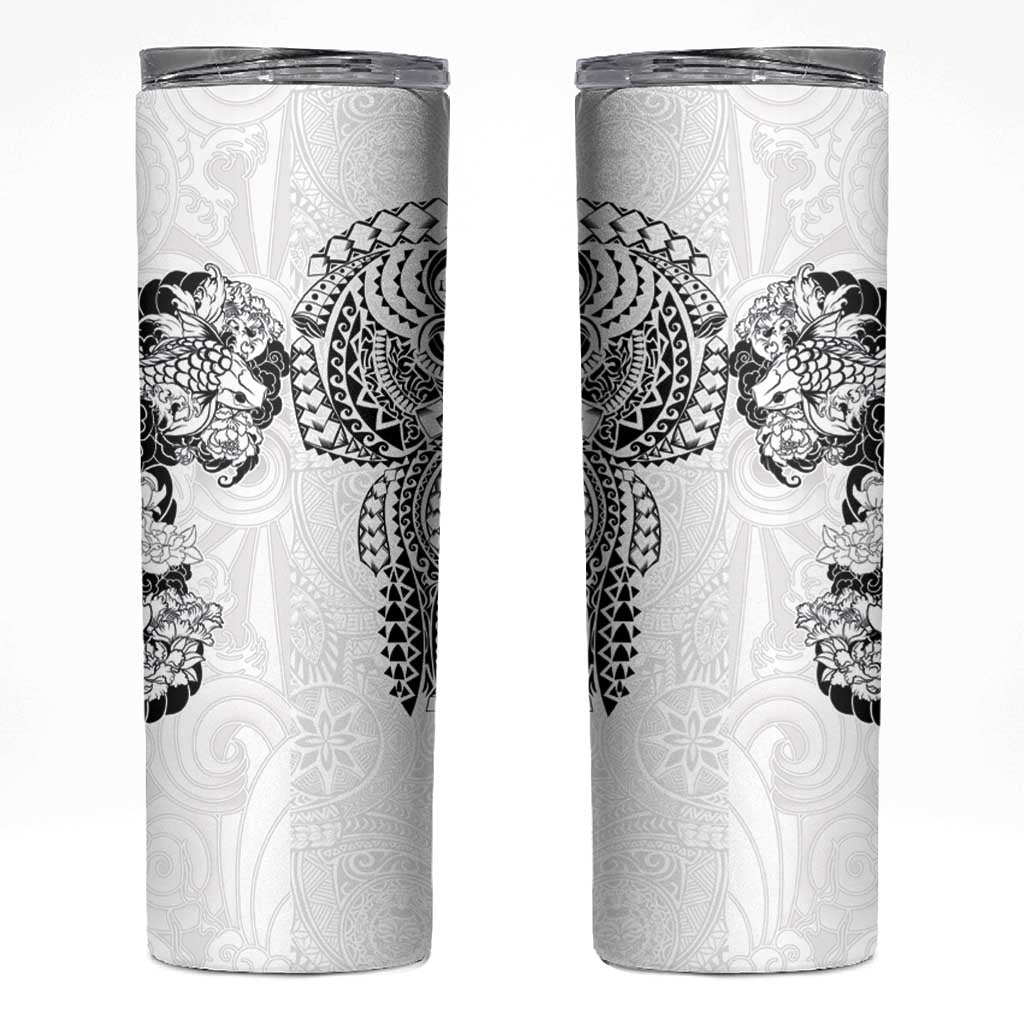 Japanese Irezumi and Hawaiian Polynesian Art Tattoo Skinny Tumbler White Color - Polynesian Pride