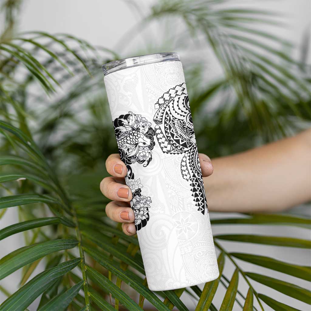Japanese Irezumi and Hawaiian Polynesian Art Tattoo Skinny Tumbler White Color - Polynesian Pride