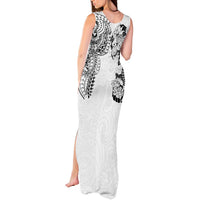 Japanese Irezumi and Hawaiian Polynesian Art Tattoo Tank Maxi Dress White Color - Polynesian Pride