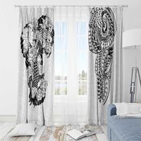 Japanese Irezumi and Hawaiian Polynesian Art Tattoo Window Curtain White Color - Polynesian Pride