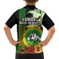 Hawaii Kaimuki High School Family Matching Tank Maxi Dress and Hawaiian Shirt Tribal Kakau Pattern Mix Hibiscus Flower LT03 - Polynesian Pride