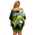 Hawaii Kaimuki High School Off Shoulder Short Dress Tribal Kakau Pattern Mix Hibiscus Flower LT03 - Polynesian Pride