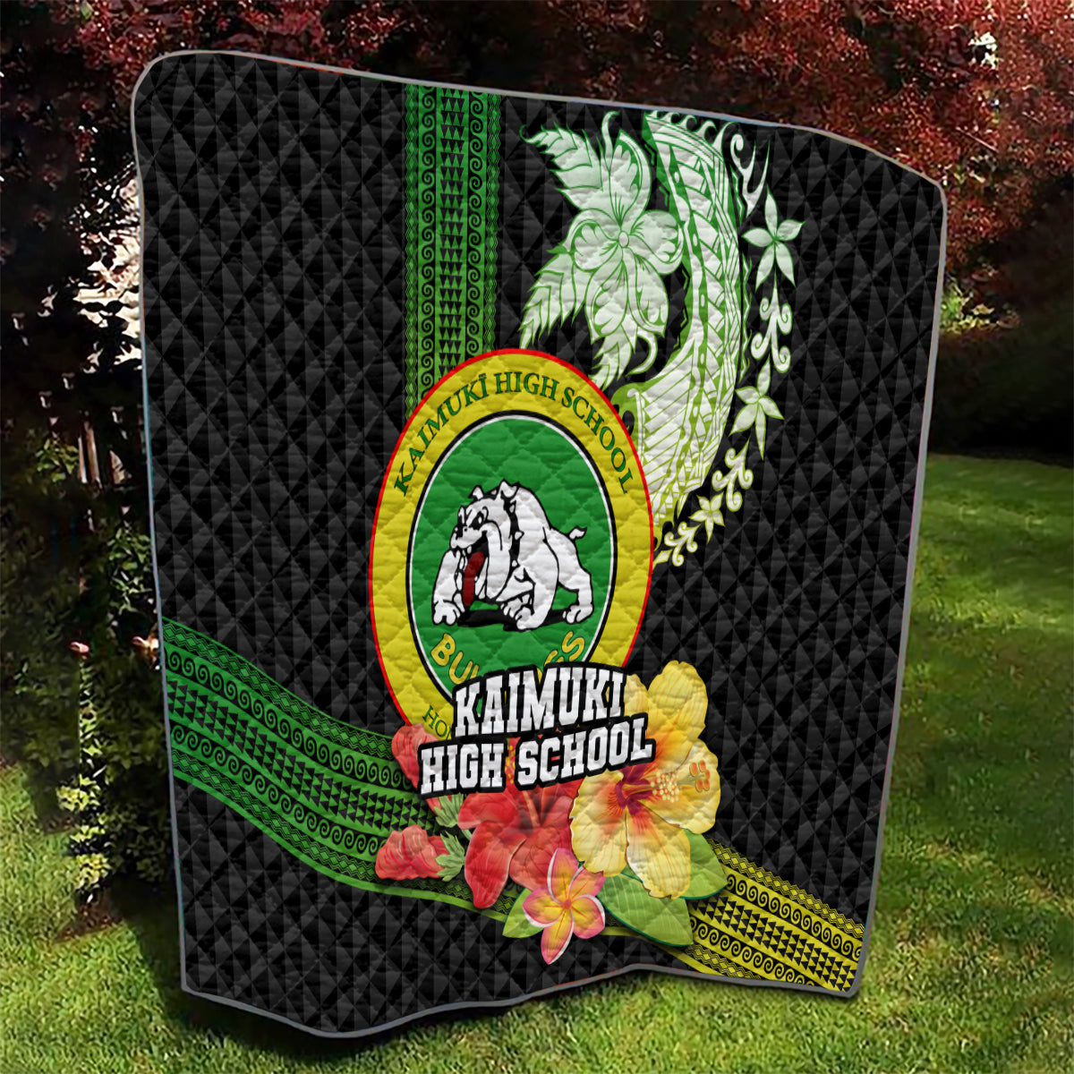 Hawaii Kaimuki High School Quilt Tribal Kakau Pattern Mix Hibiscus Flower LT03 - Polynesian Pride