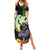 Hawaii Kaimuki High School Summer Maxi Dress Tribal Kakau Pattern Mix Hibiscus Flower LT03 Women Black - Polynesian Pride