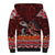 Hawaii KaʻUla Wena Volcano Turtle Sherpa Hoodie Lava and Tropical Plants Tribal Pattern