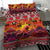 Hawaii KaʻUla Wena Octopus Bedding Set Oceanic Red with Corals and Tropical On Sunset Landscape