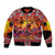 Hawaii KaʻUla Wena Octopus Bomber Jacket Oceanic Red with Corals and Tropical On Sunset Landscape