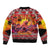 Hawaii KaʻUla Wena Octopus Bomber Jacket Oceanic Red with Corals and Tropical On Sunset Landscape