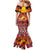 Hawaii KaʻUla Wena Octopus Family Matching Mermaid Dress and Hawaiian Shirt Oceanic Red with Corals and Tropical On Sunset Landscape