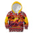 Hawaii KaʻUla Wena Octopus Kid Hoodie Oceanic Red with Corals and Tropical On Sunset Landscape