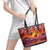 Hawaii KaʻUla Wena Octopus Leather Tote Bag Oceanic Red with Corals and Tropical On Sunset Landscape