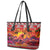 Hawaii KaʻUla Wena Octopus Leather Tote Bag Oceanic Red with Corals and Tropical On Sunset Landscape