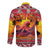 Hawaii KaʻUla Wena Octopus Long Sleeve Button Shirt Oceanic Red with Corals and Tropical On Sunset Landscape