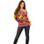 Hawaii KaʻUla Wena Octopus Off Shoulder Sweater Oceanic Red with Corals and Tropical On Sunset Landscape