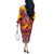 Hawaii KaʻUla Wena Octopus Off The Shoulder Long Sleeve Dress Oceanic Red with Corals and Tropical On Sunset Landscape