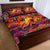 Hawaii KaʻUla Wena Octopus Quilt Bed Set Oceanic Red with Corals and Tropical On Sunset Landscape