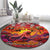 Hawaii KaʻUla Wena Octopus Round Carpet Oceanic Red with Corals and Tropical On Sunset Landscape