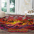 Hawaii KaʻUla Wena Octopus Round Carpet Oceanic Red with Corals and Tropical On Sunset Landscape