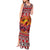 Hawaii KaʻUla Wena Octopus Tank Maxi Dress Oceanic Red with Corals and Tropical On Sunset Landscape