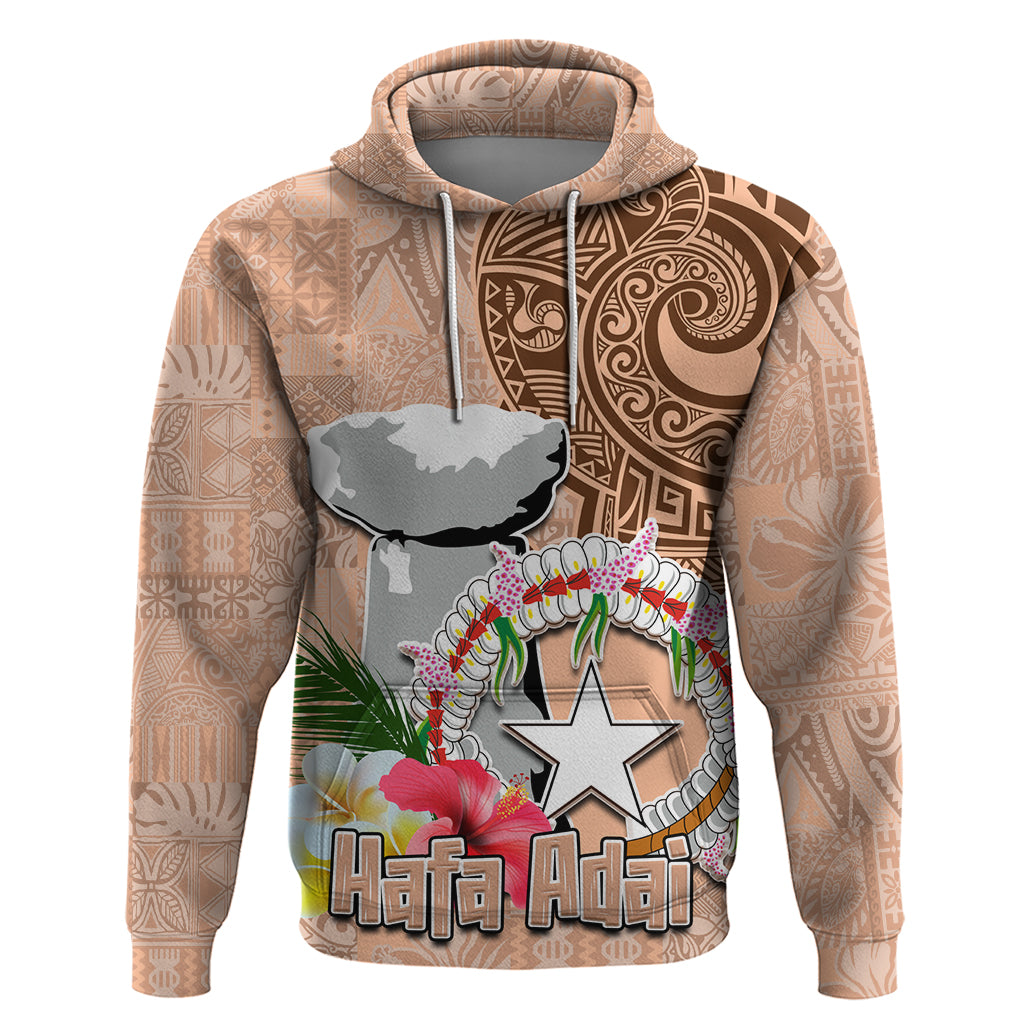 Northern Mariana Islands Hafa Adai Latte Stone Hoodie Peach Fuzz Color LT03 Pullover Hoodie Peach Fuzz Color - Polynesian Pride