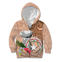 Northern Mariana Islands Hafa Adai Latte Stone Kid Hoodie Peach Fuzz Color LT03 Zip Hoodie Peach Fuzz Color - Polynesian Pride