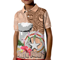 Northern Mariana Islands Hafa Adai Latte Stone Kid Polo Shirt Peach Fuzz Color LT03 Kid Peach Fuzz Color - Polynesian Pride