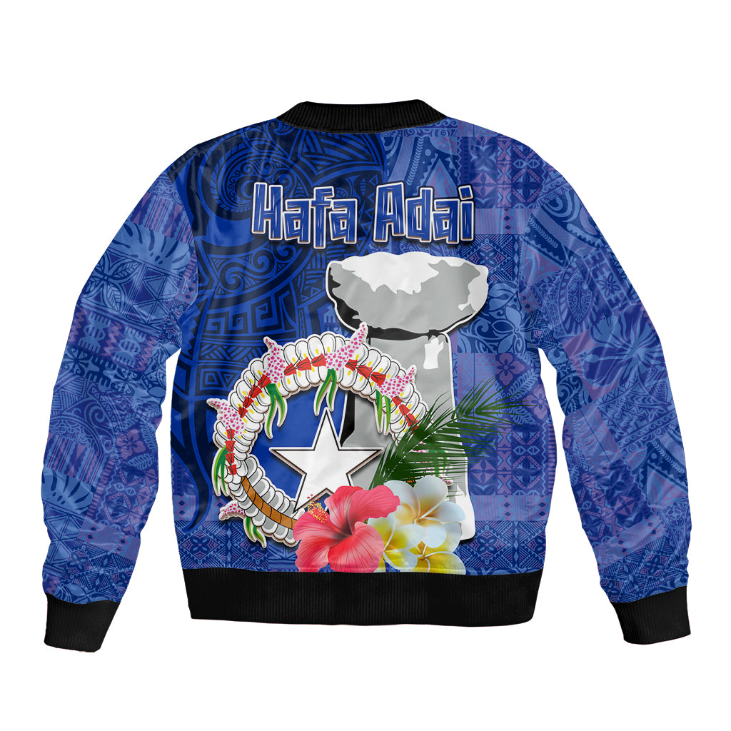 Northern Mariana Islands Hafa Adai Latte Stone Bomber Jacket Blue Color LT03 - Polynesian Pride