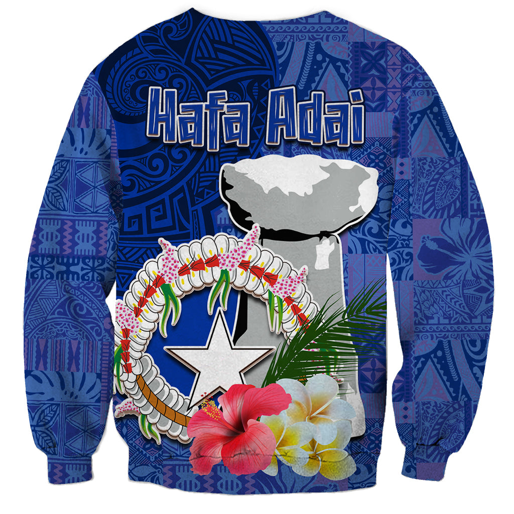 Northern Mariana Islands Hafa Adai Latte Stone Sweatshirt Blue Color LT03 - Polynesian Pride