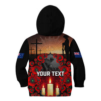 Custom New Zealand and Australia ANZAC Day Kid Hoodie Gallipoli and Canlelight Lest We Forget LT03 - Polynesian Pride