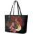 Papua New Guinea Bird-of-Paradise Leather Tote Bag Hibiscus and Kundu Drum Tribal Pattern