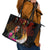 Papua New Guinea Bird-of-Paradise Leather Tote Bag Hibiscus and Kundu Drum Tribal Pattern