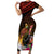 Papua New Guinea Bird-of-Paradise Short Sleeve Bodycon Dress Hibiscus and Kundu Drum Tribal Pattern LT03 Long Dress Yellow - Polynesian Pride
