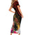 Papua New Guinea Bird-of-Paradise Short Sleeve Bodycon Dress Hibiscus and Kundu Drum Tribal Pattern LT03 - Polynesian Pride