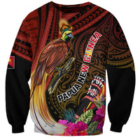 Papua New Guinea Bird-of-Paradise Sweatshirt Hibiscus and Kundu Drum Tribal Pattern LT03 Unisex Yellow - Polynesian Pride