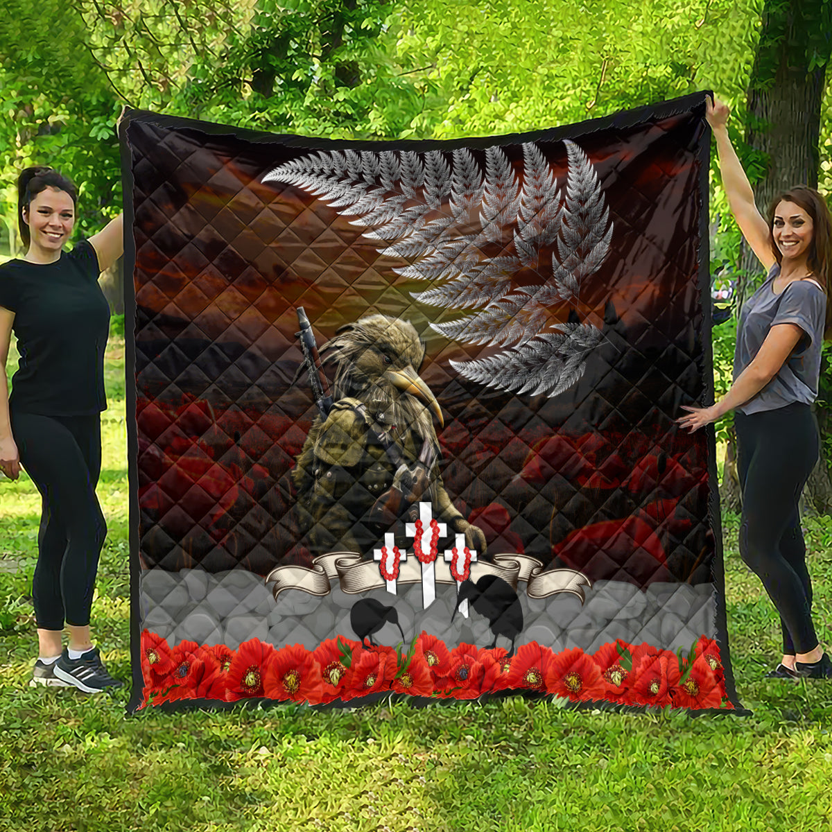 New Zealand ANZAC Day Quilt The Ode of Remembrance and Silver Fern